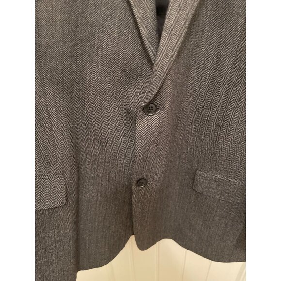 Mens Herringbone Blazer Jacket 52T 100% Wool Gray - Picture 7 of 16